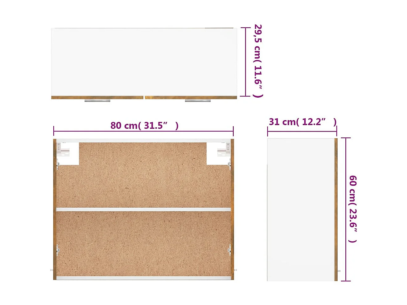 Armoire suspendue Chêne fumé 80x31x60 cm Bois d'ingénierie