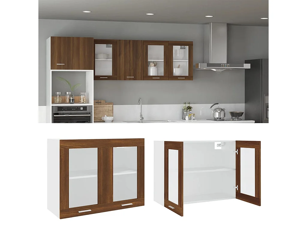 Armoire en verre suspendue Chêne marron Bois d'ingénierie