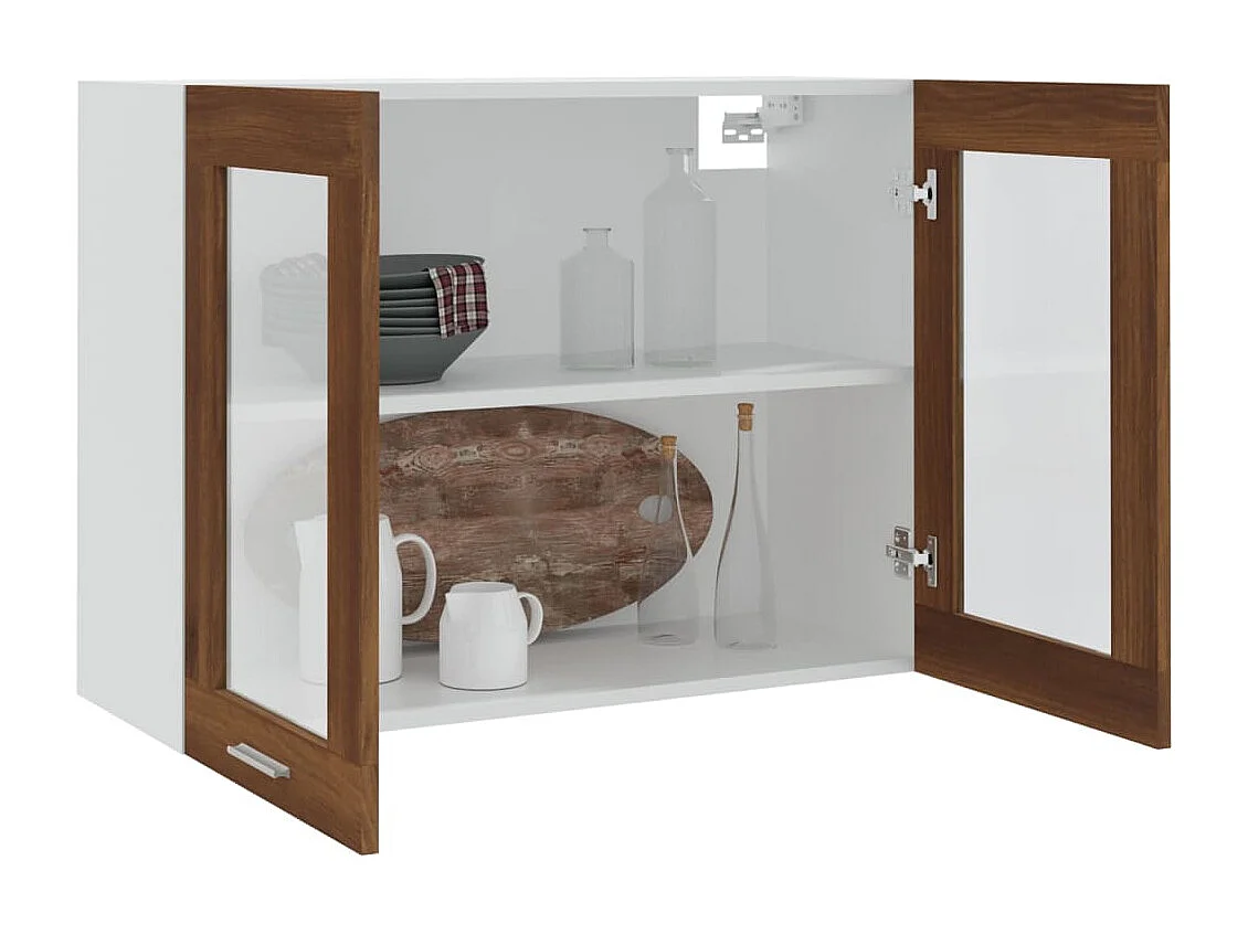 Armoire en verre suspendue Chêne marron Bois d'ingénierie