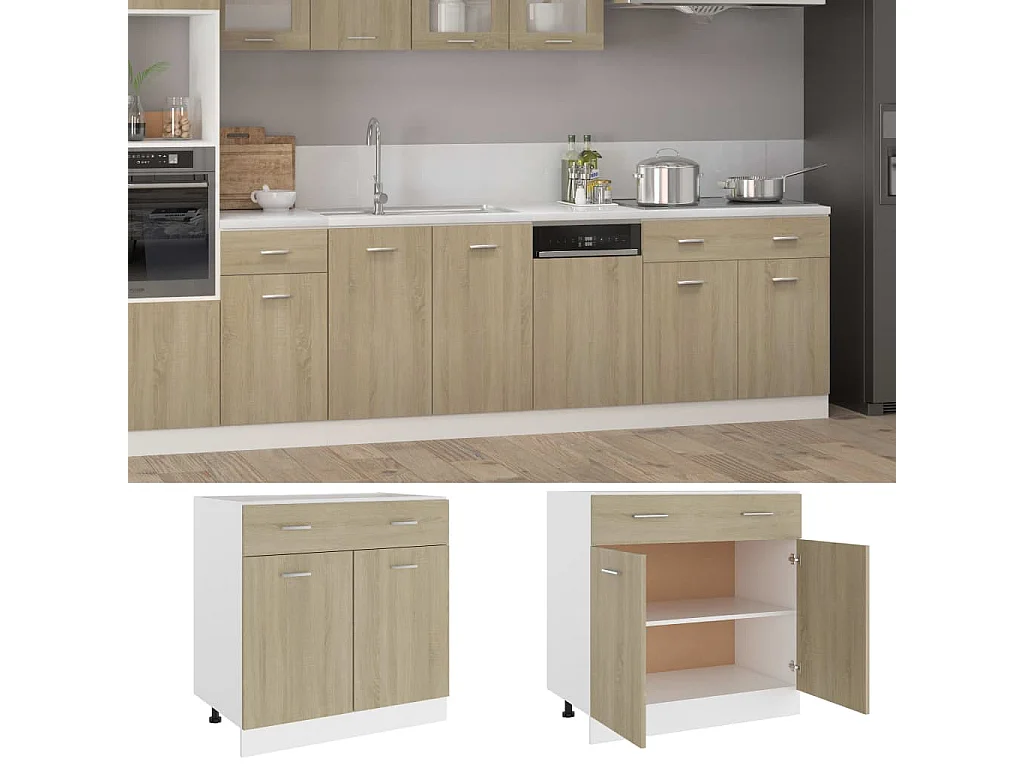 Armário de piso com gaveta Sonoma Oak Engineered Wood