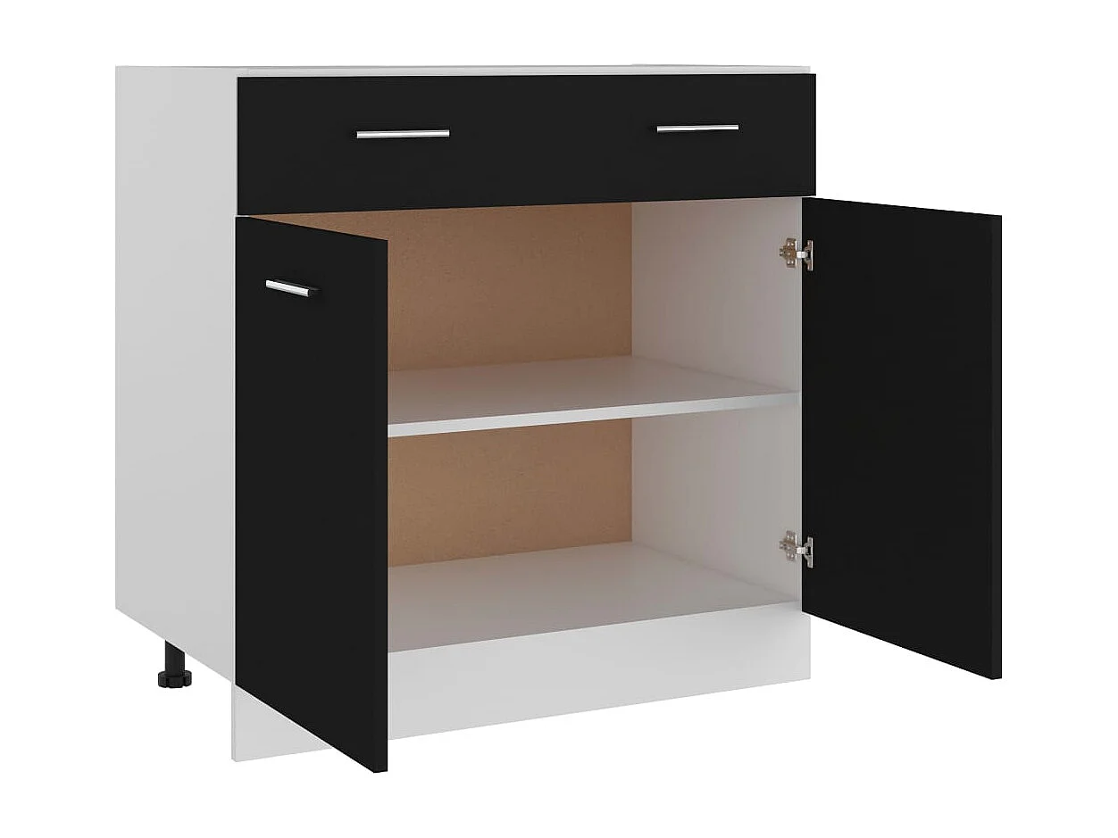 Mobile da terra con cassetto Nero 80x46x81,5 cm MDF