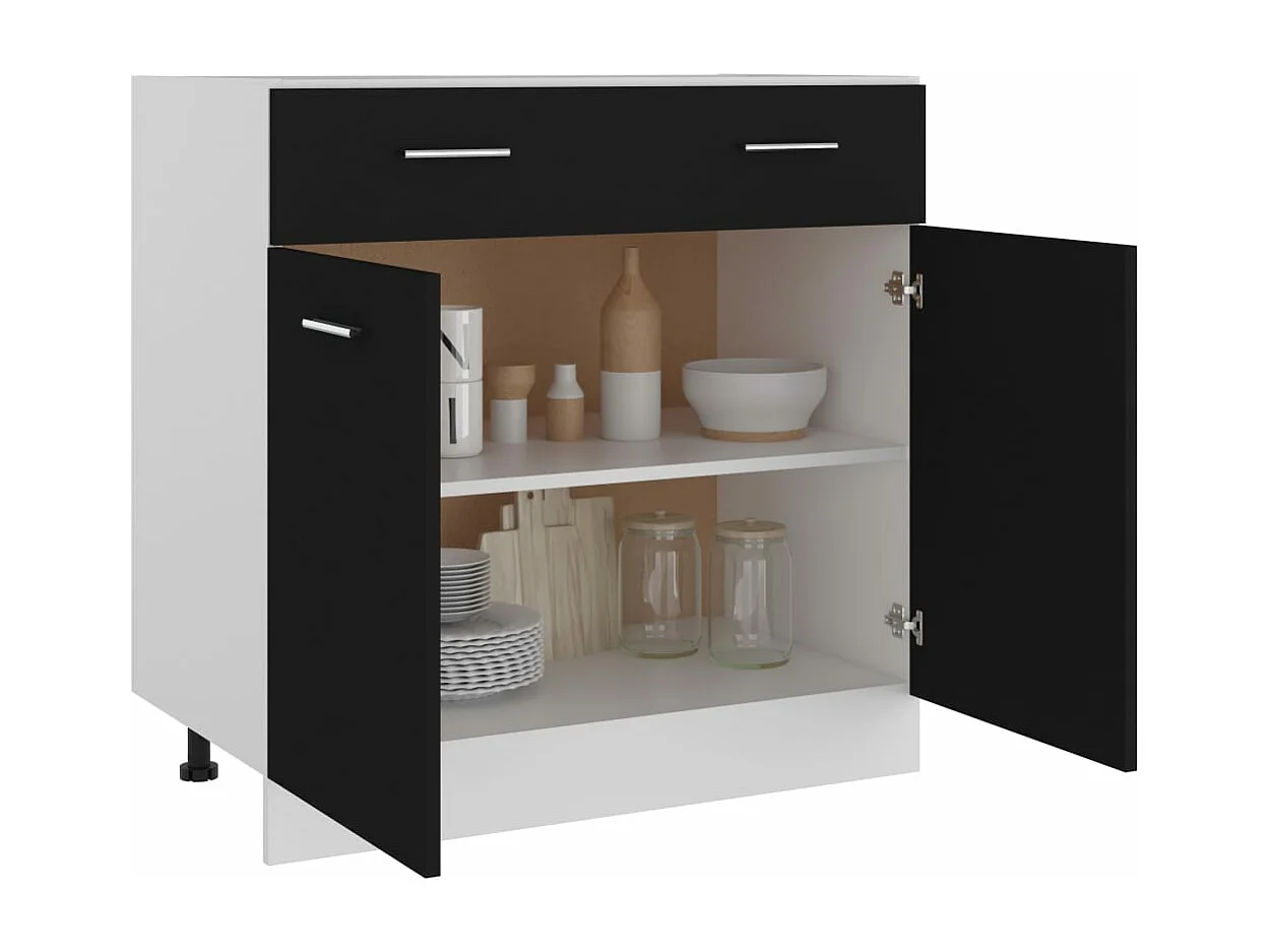 Armoire de plancher à tiroir Noir 80x46x81,5 cm Bois ingénierie