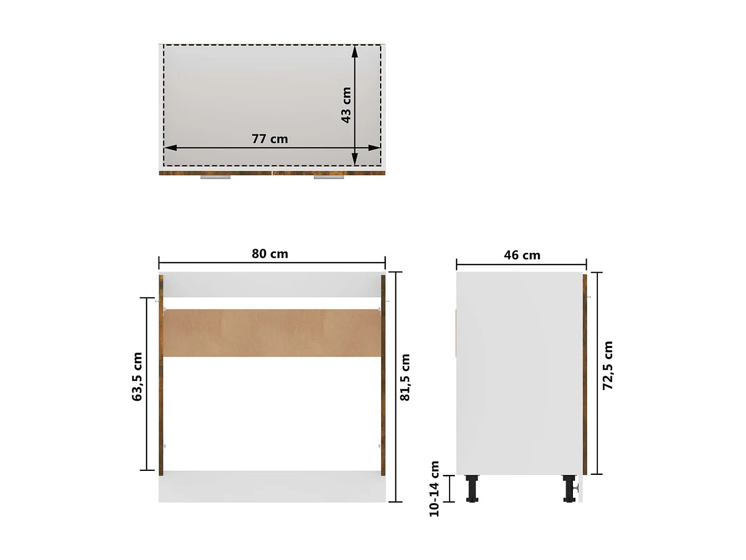 Mueble bajo lavabo Roble ahumado 80x46x81,5 cm