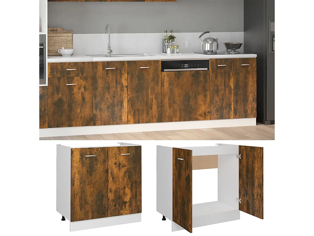 Mobile da terra per lavabo Rovere affumicato 80x46x81,5 cm