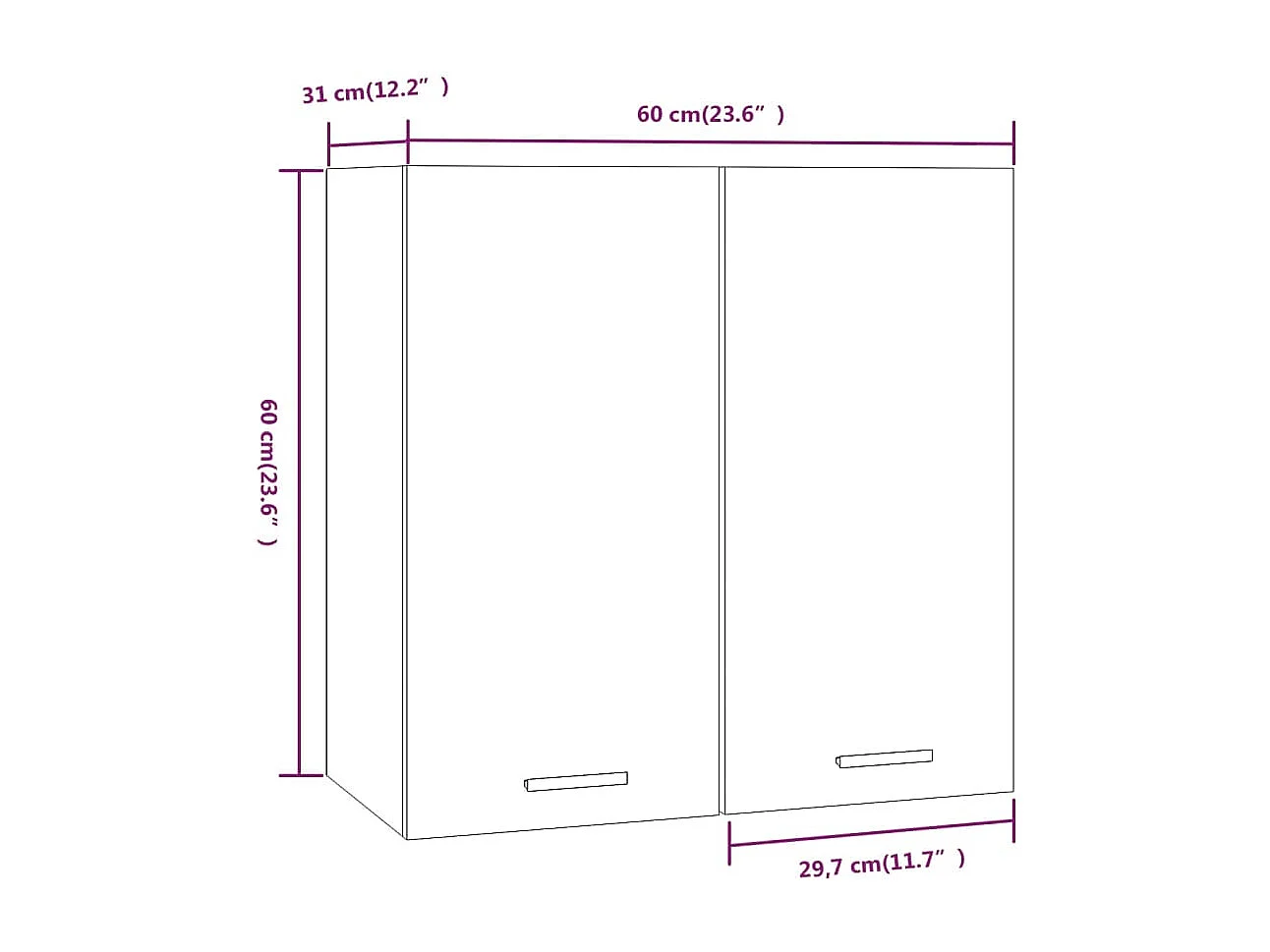 Hängeschrank Räuchereiche 60x31x60 cm Holzwerkstoff