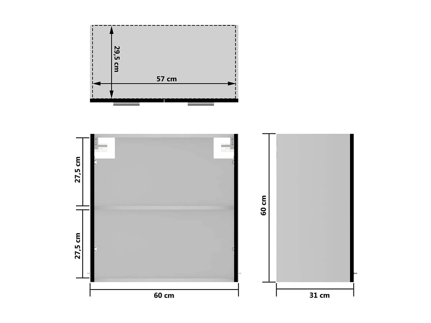 Vetrina sospesa Nera 60x31x60 cm MDF