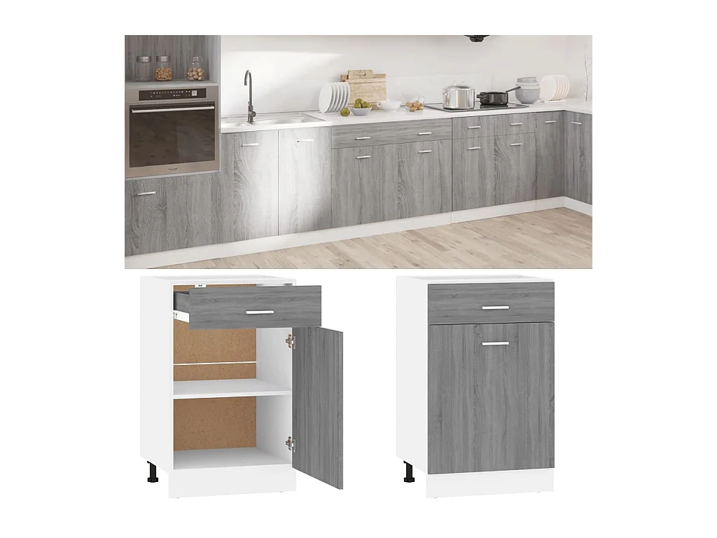 Armoire de plancher à tiroir Sonoma gris 50x46x81,5 cm