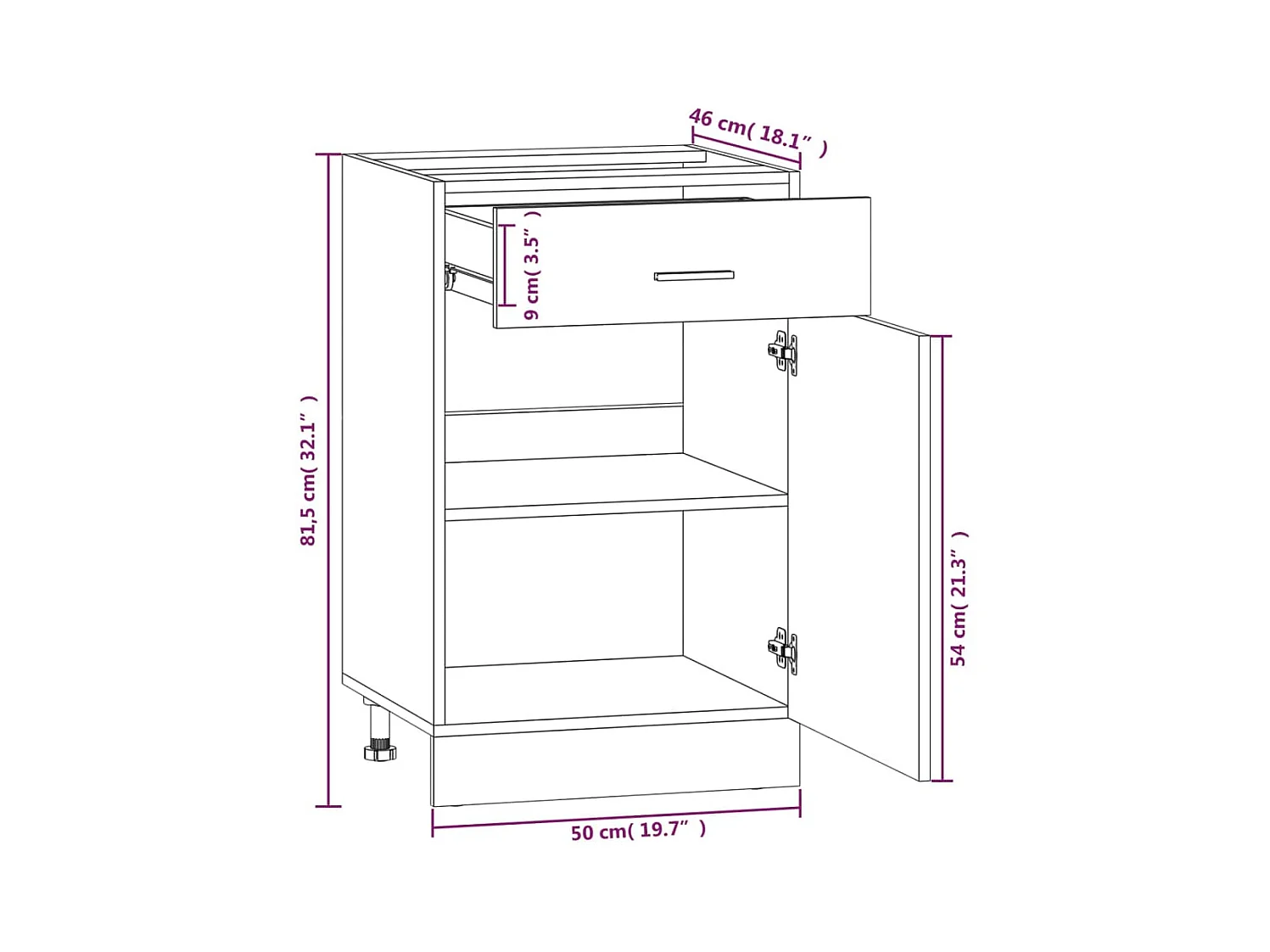 Armoire de plancher à tiroir Sonoma gris 50x46x81,5 cm
