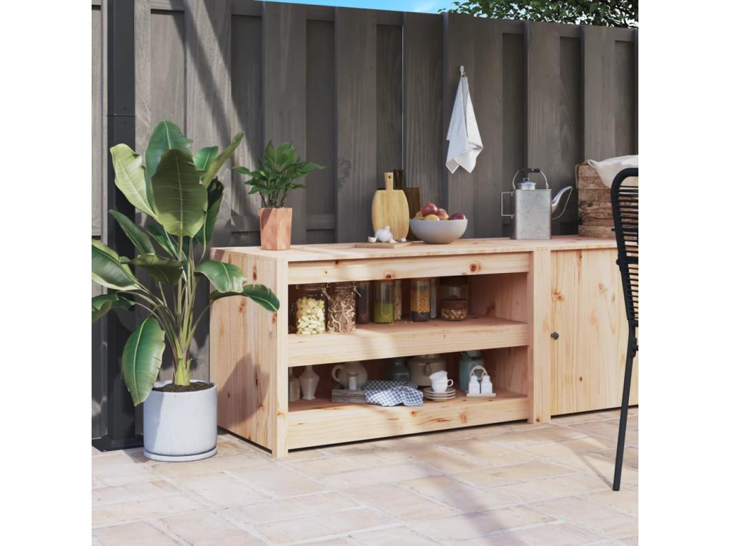 Mueble de cocina exterior 106x55x64 cm madera maciza de pino
