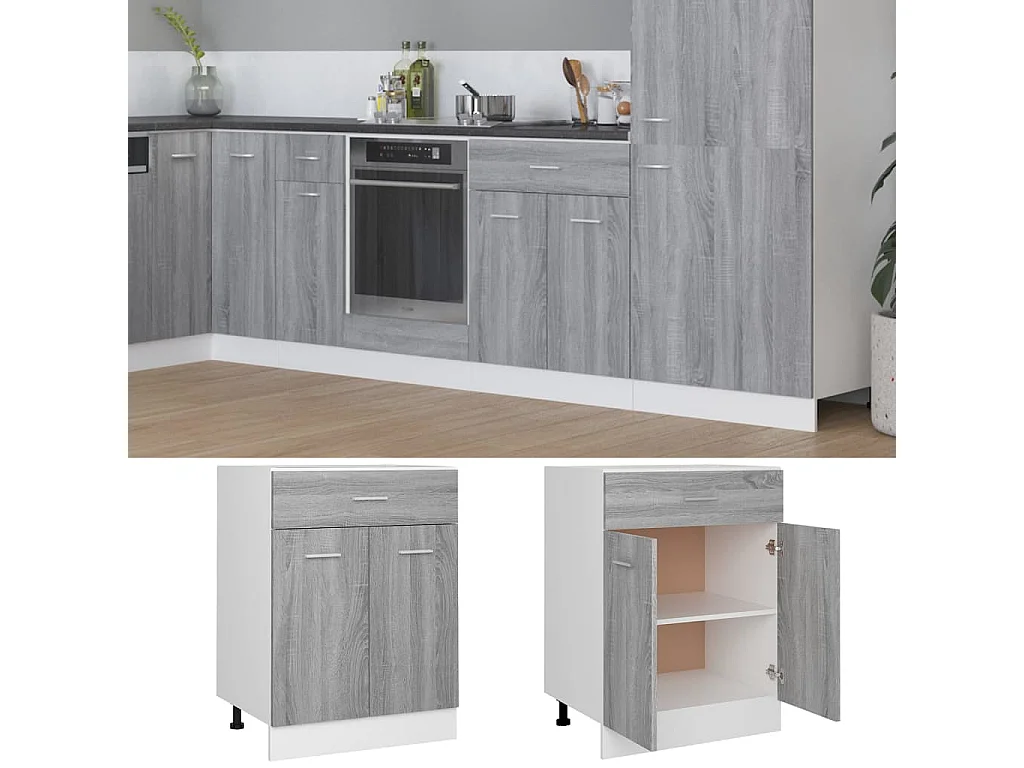 Armoire de plancher à tiroir Sonoma gris 60x46x81,5 cm