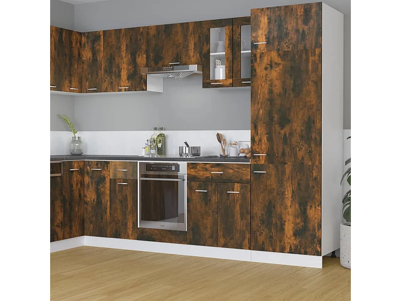 Armoire vitrée suspendue Chêne fumé 60x31x60 cm Bois ingénierie