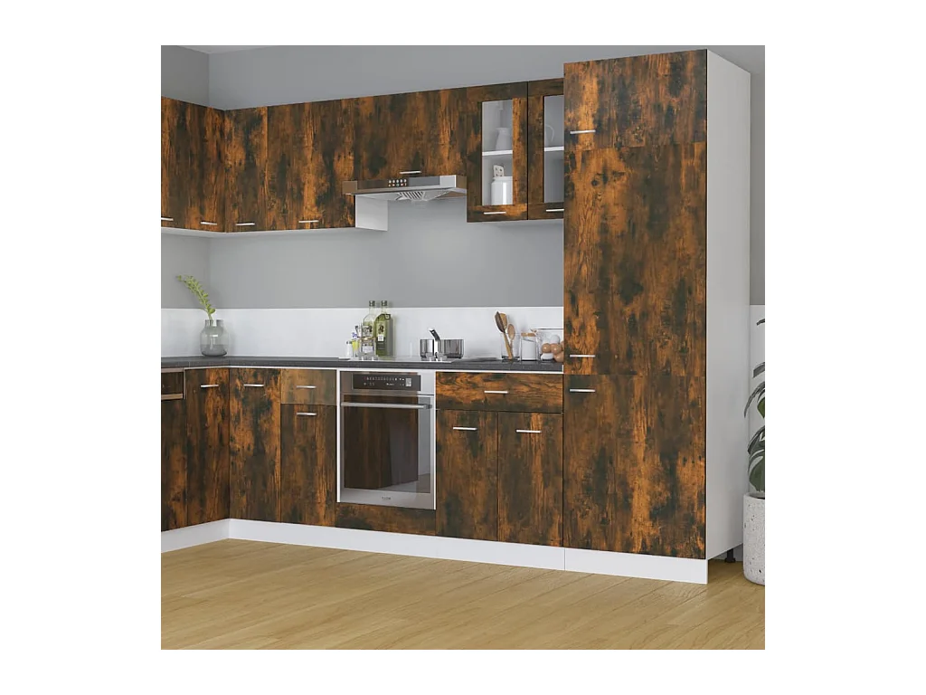 Armoire vitrée suspendue Chêne fumé 60x31x60 cm Bois ingénierie