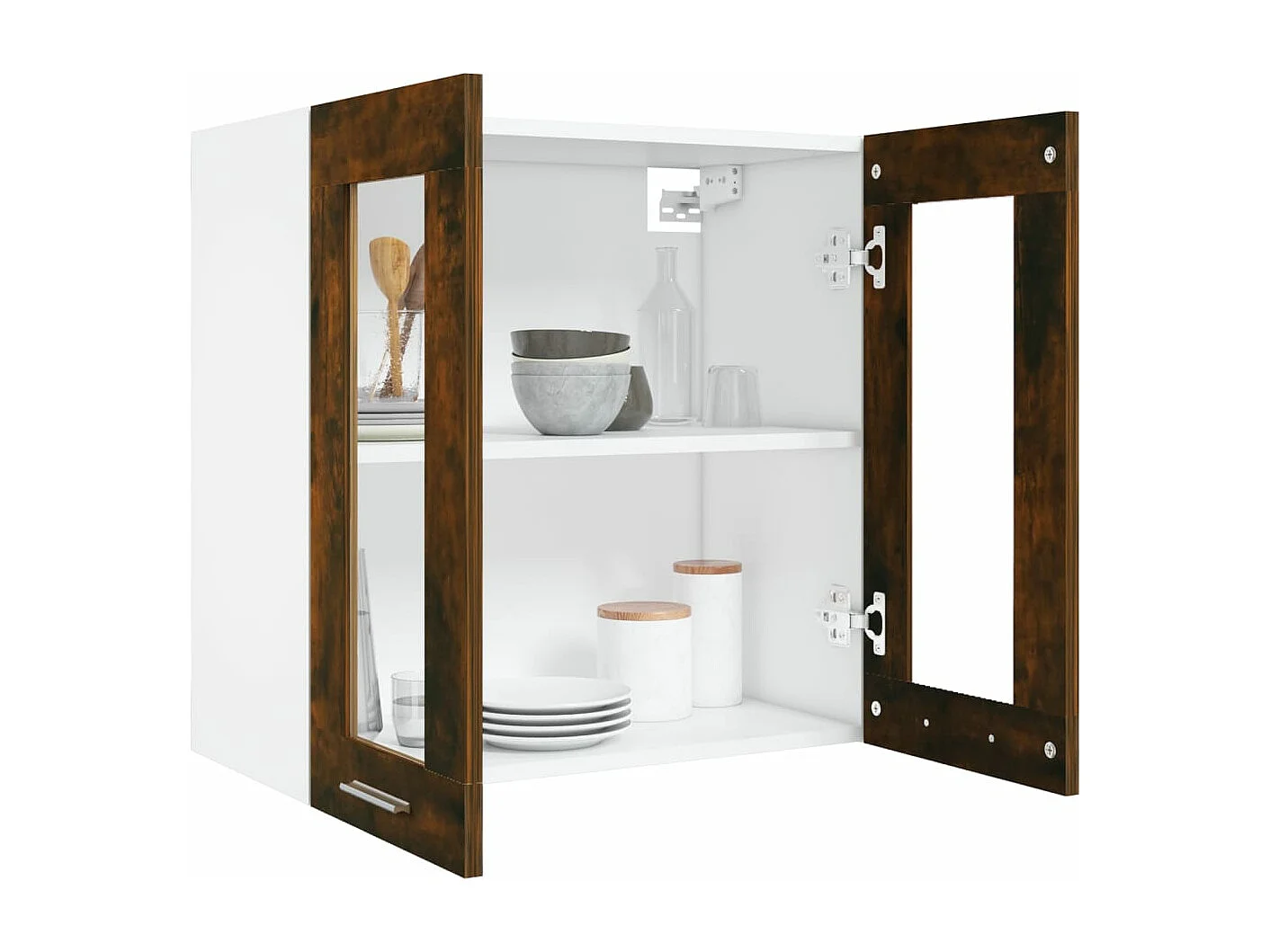 Armoire vitrée suspendue Chêne fumé 60x31x60 cm Bois ingénierie