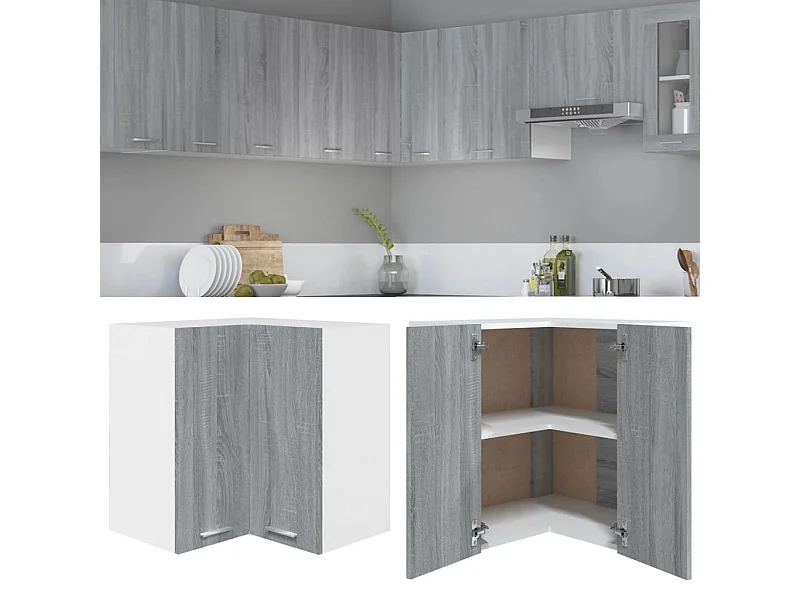 Armoire d'angle suspendue Sonoma gris Bois d'ingénierie