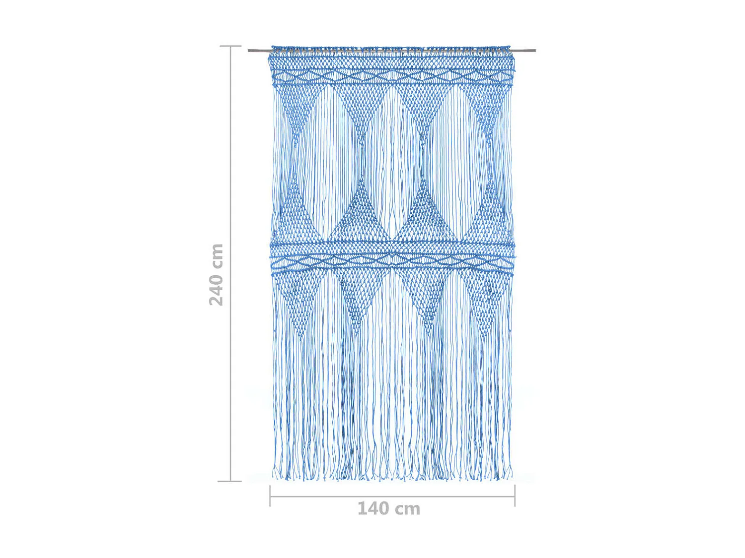 Cortina Macramé Azul 140x240 cm Algodão