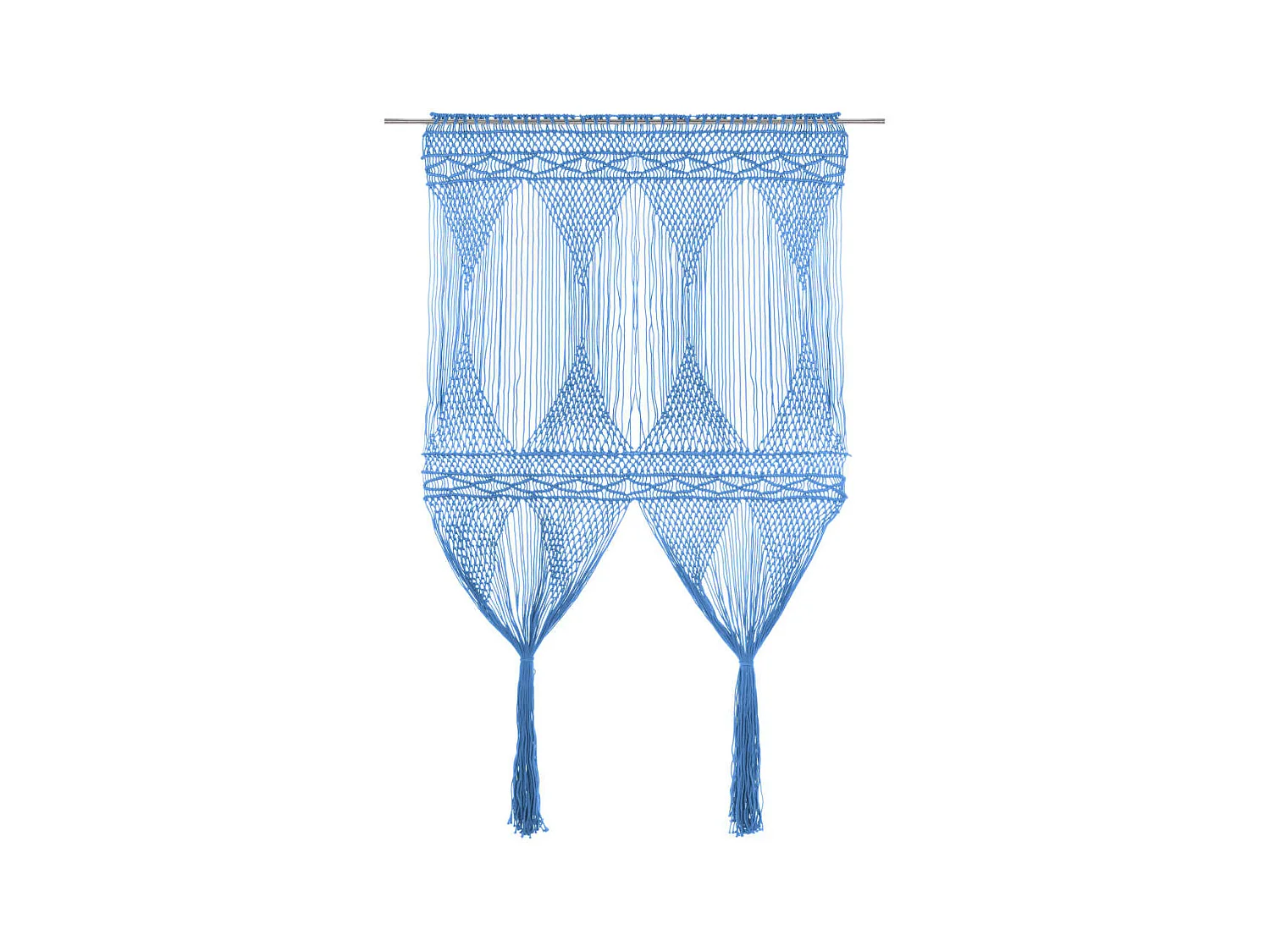 Rideau en macramé Bleu 140x240 cm Coton