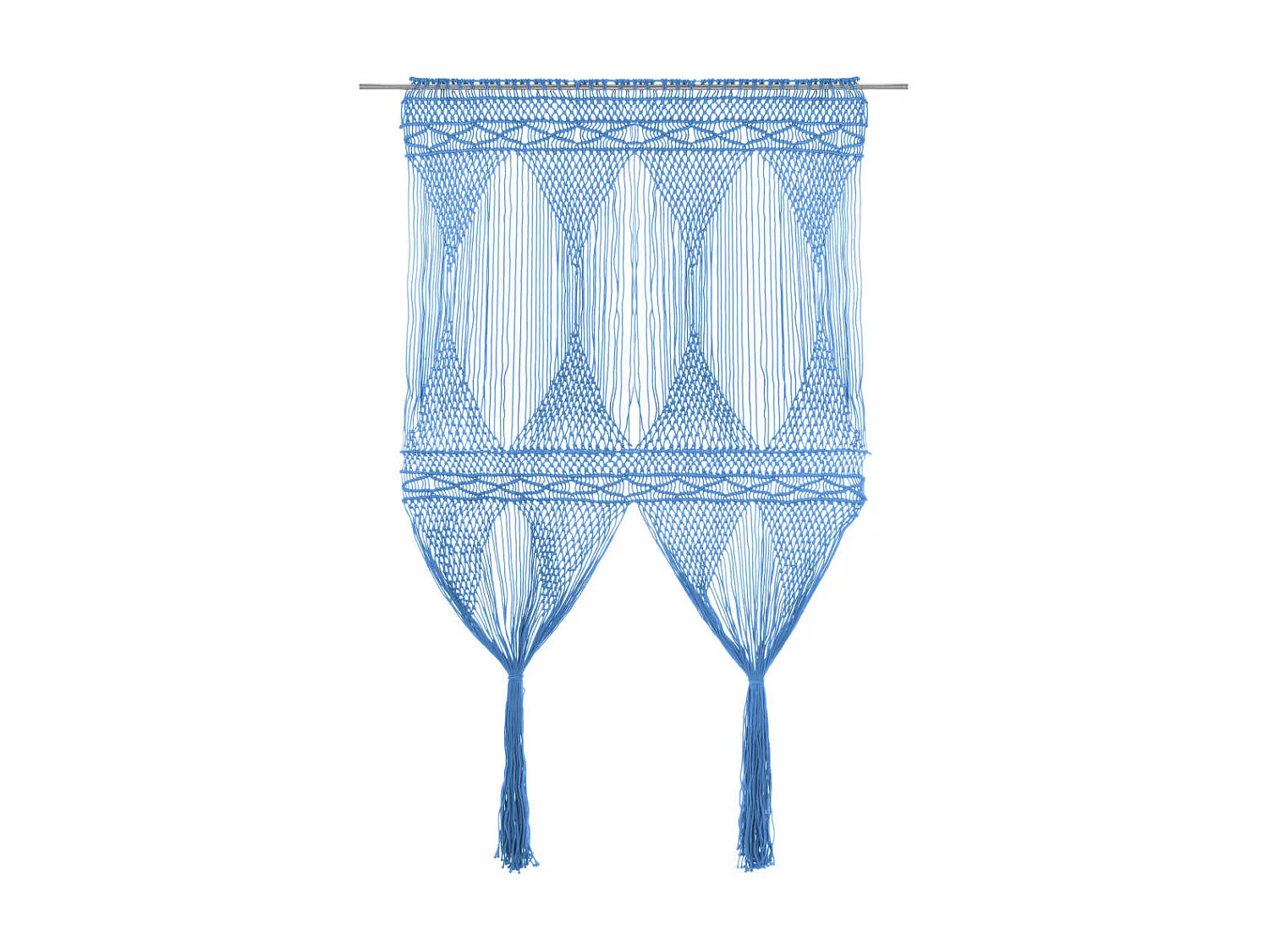 Rideau en macramé Bleu 140x240 cm Coton