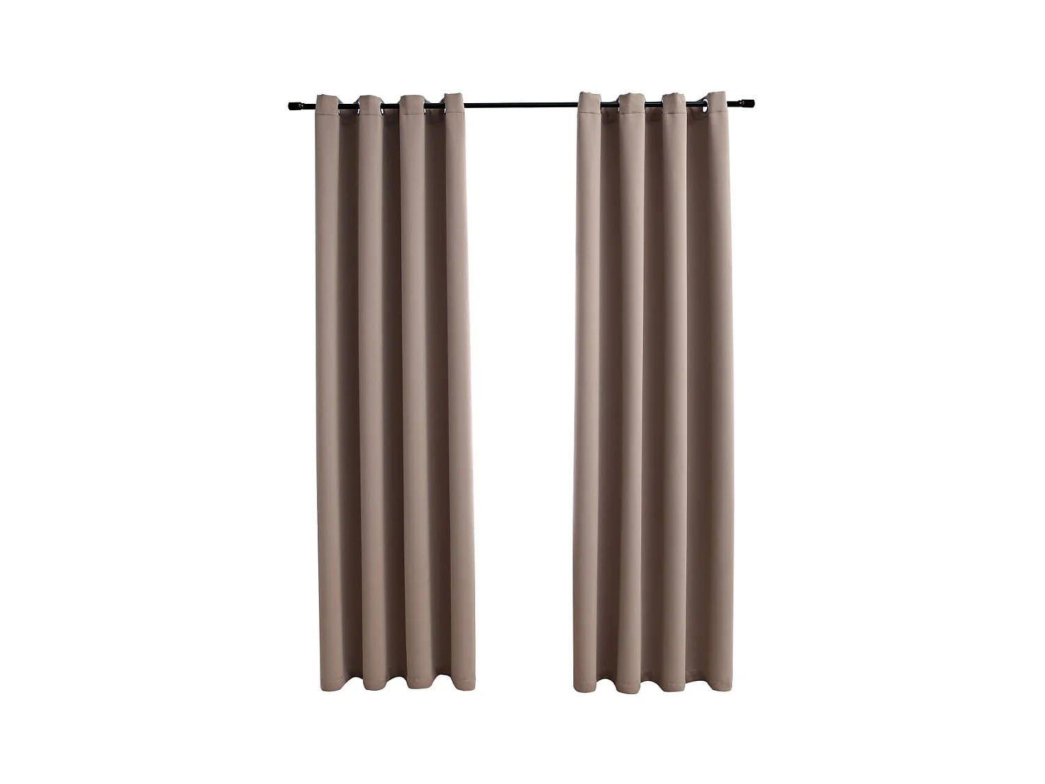 Cortinas opacas con anillas de metal 2 uds Taupe 140x225 cm
