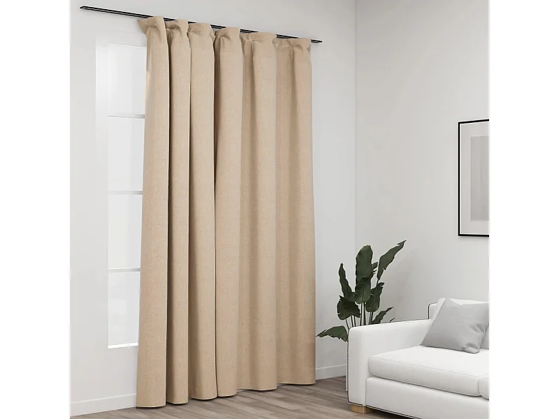 Tenda oscurante effetto lino con ganci beige 290x245 cm
