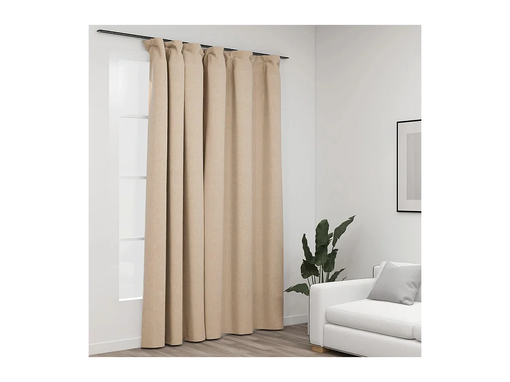 Tenda oscurante effetto lino con ganci beige 290x245 cm