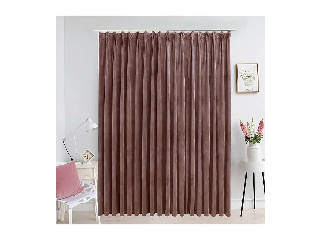 Rideau occultant avec crochets Velours Rose antique 290x245 cm