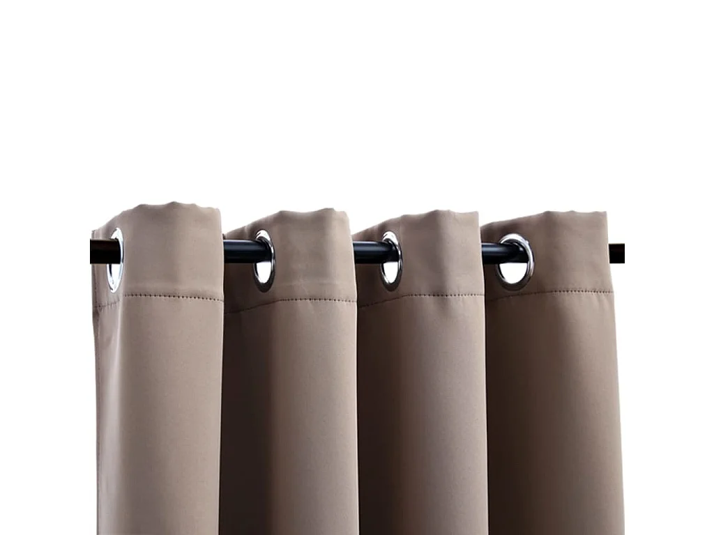 Rideaux occultants avec anneaux en métal 2 pcs Taupe 140x175 cm