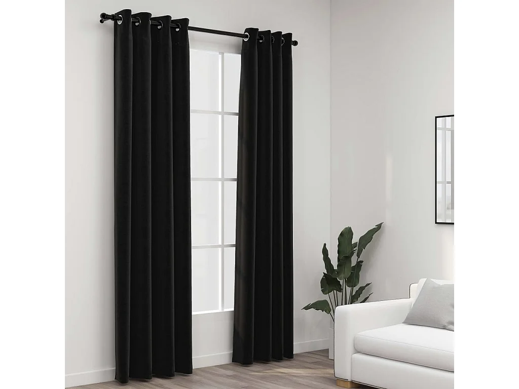 Cortinas blackout aspecto linho 2 peças antracite 140x225 cm