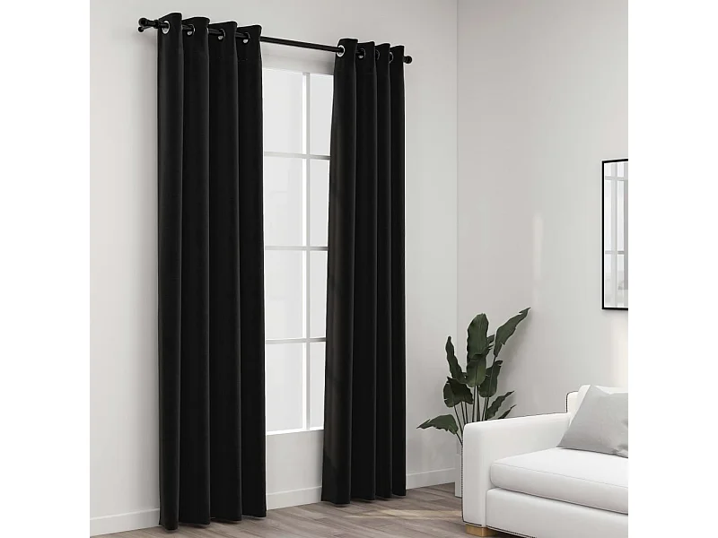 Rideaux occultants Aspect de lin 2 pcs Anthracite 140x225 cm