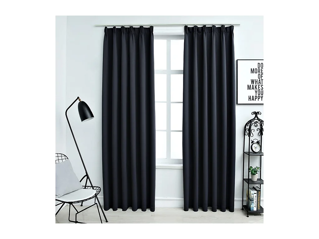 Rideaux occultants avec crochets 2 pcs Anthracite 140x245 cm