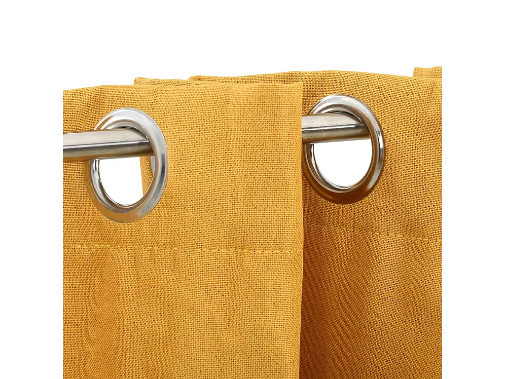 Tende oscuranti effetto lino con occhielli 2 pz Giallo 140x245 cm