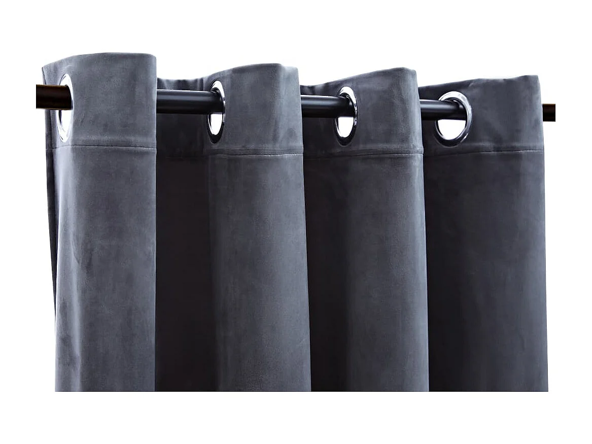 Rideaux occultants et anneaux 2pcs Velours Anthracite 140x225cm