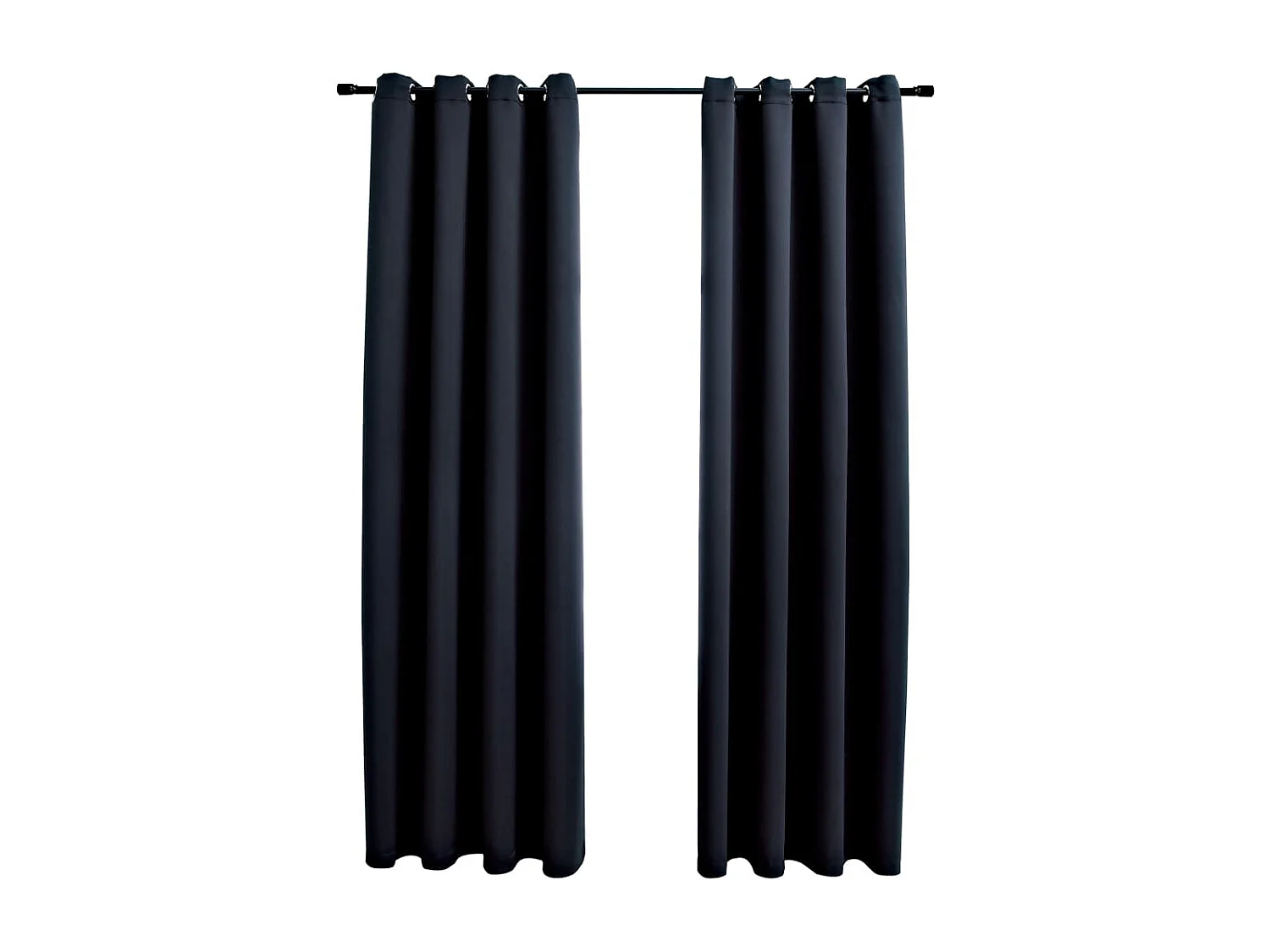 Tende oscuranti con anelli in metallo 2 pz Nero 140x175 cm