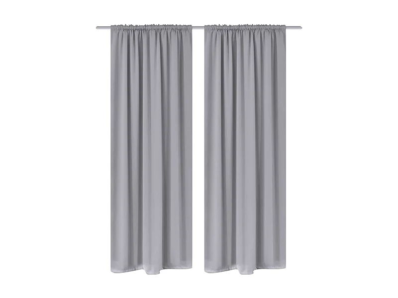 Verdunkelungsvorhänge mit Schlitzen, 2 Stück, Grau, 135 x 245 cm
