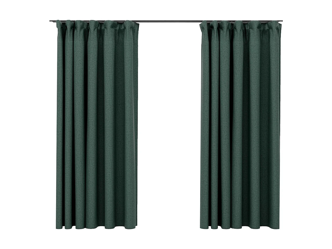 Rideaux occultants aspect lin avec crochets 2pcs Vert 140x175cm