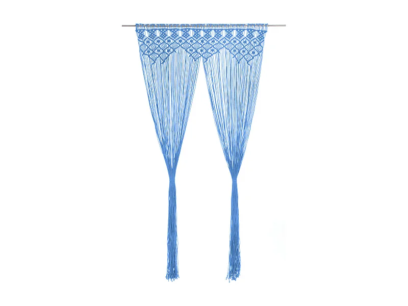 Makramee-Vorhang Blau 140x240 cm Baumwolle