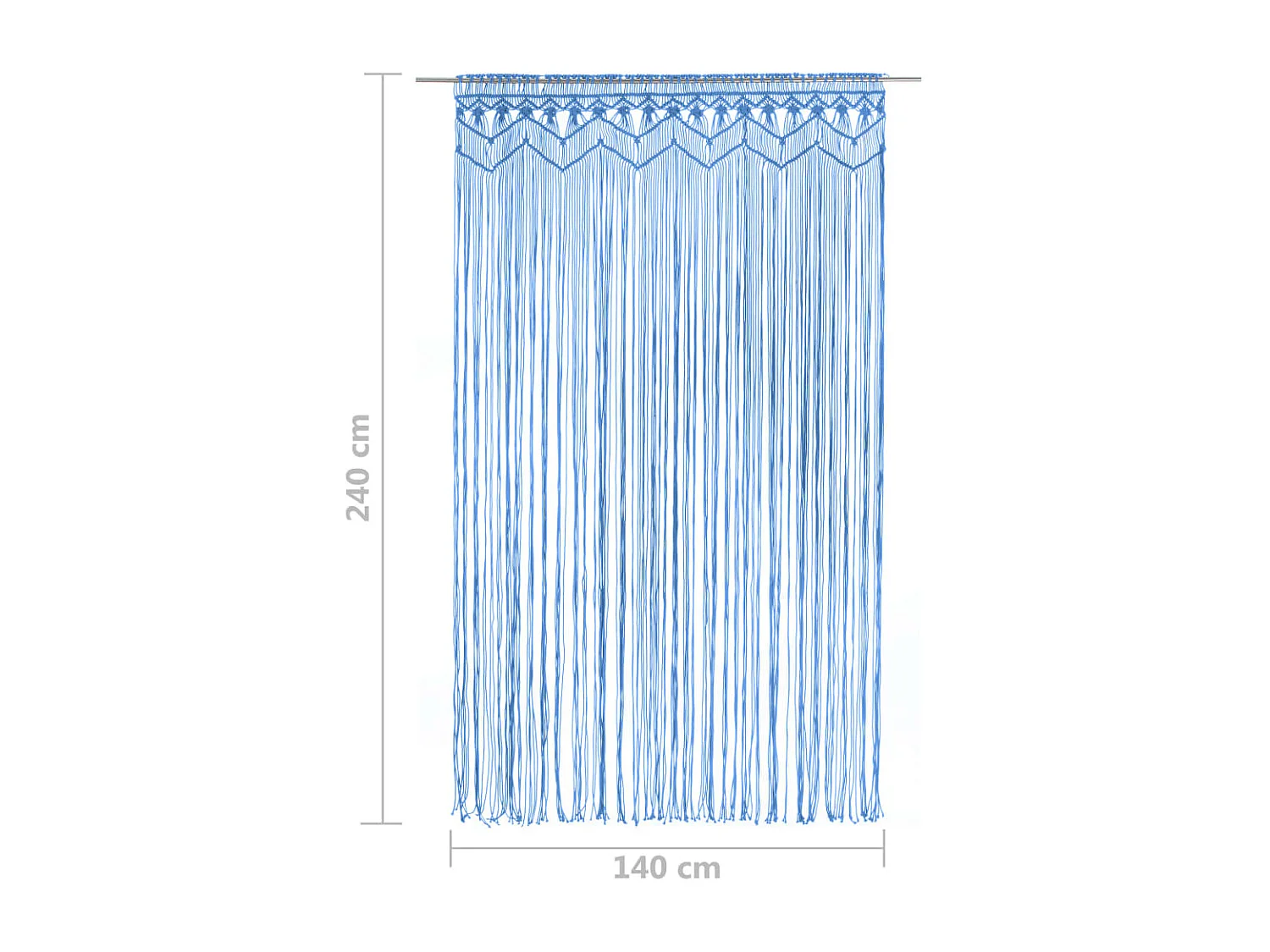 Cortina Macramé Azul 140x240 cm Algodão