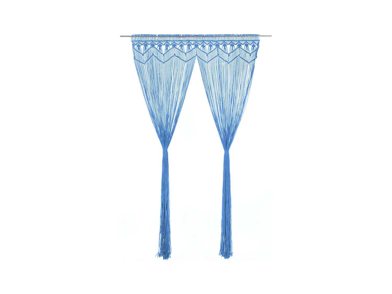 Rideau en macramé Bleu 140x240 cm Coton