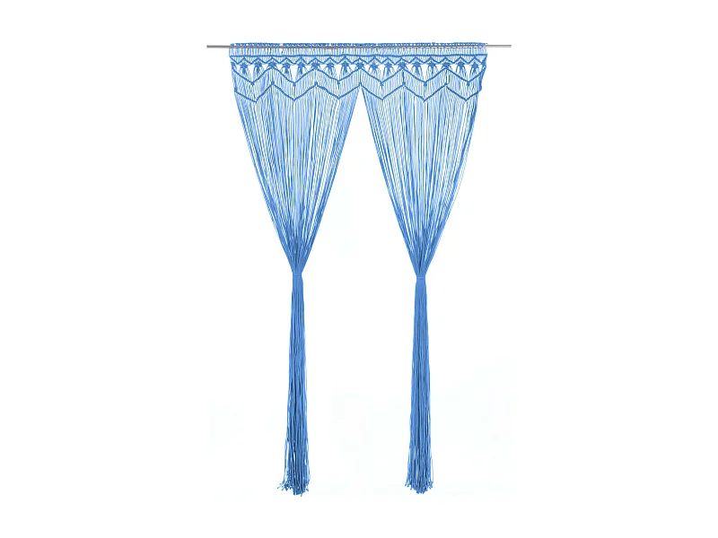 Macramé gordijn Blauw 140x240 cm Katoen