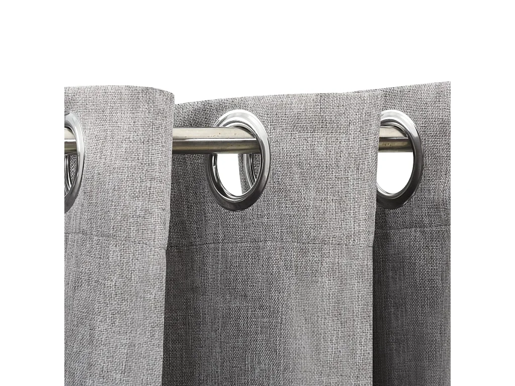 Cortinas blackout estilo linho com ilhós 2 peças cinza 140x225cm