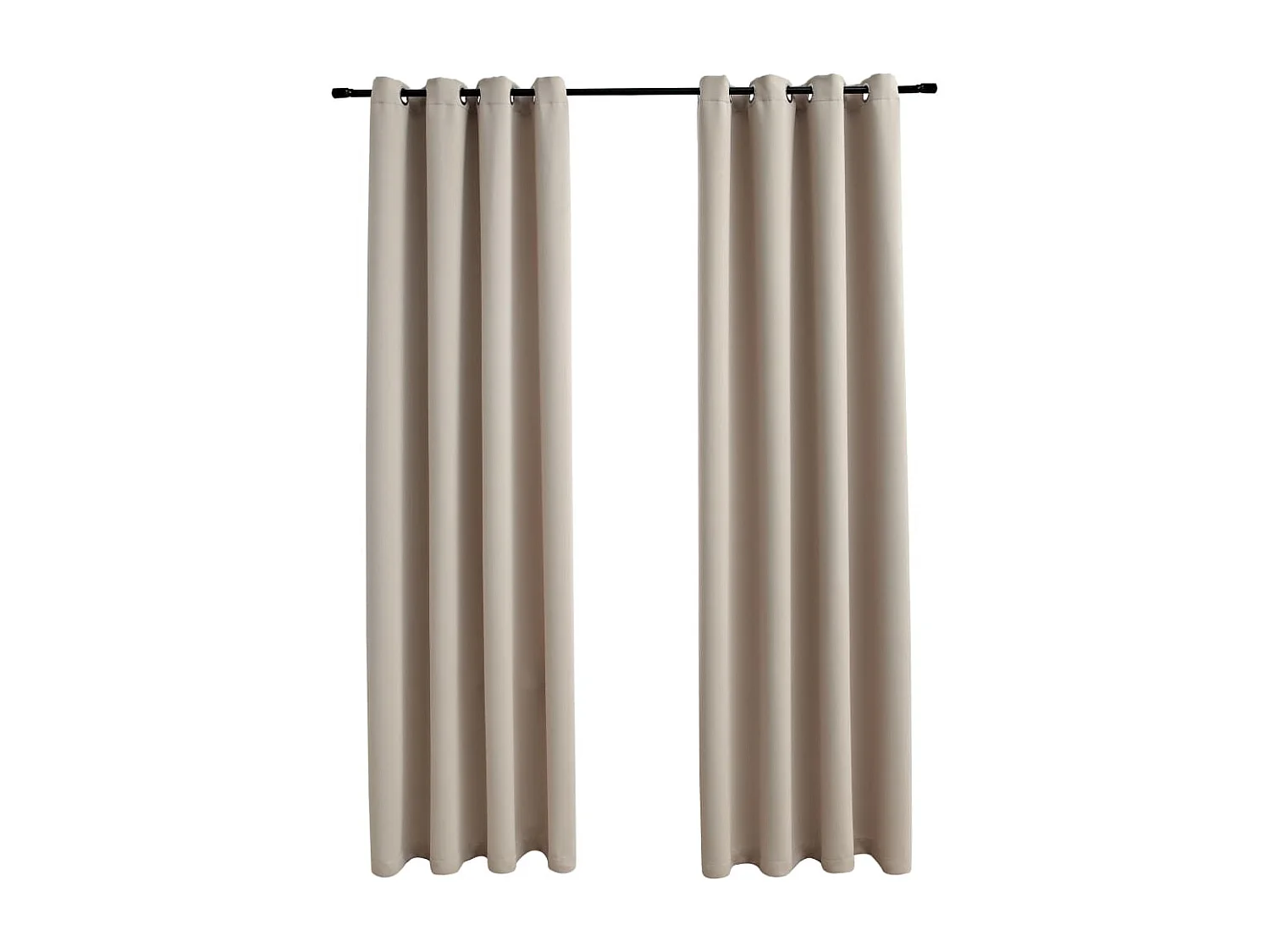 Rideaux occultants avec anneaux en métal 2 pcs Beige 140x175 cm