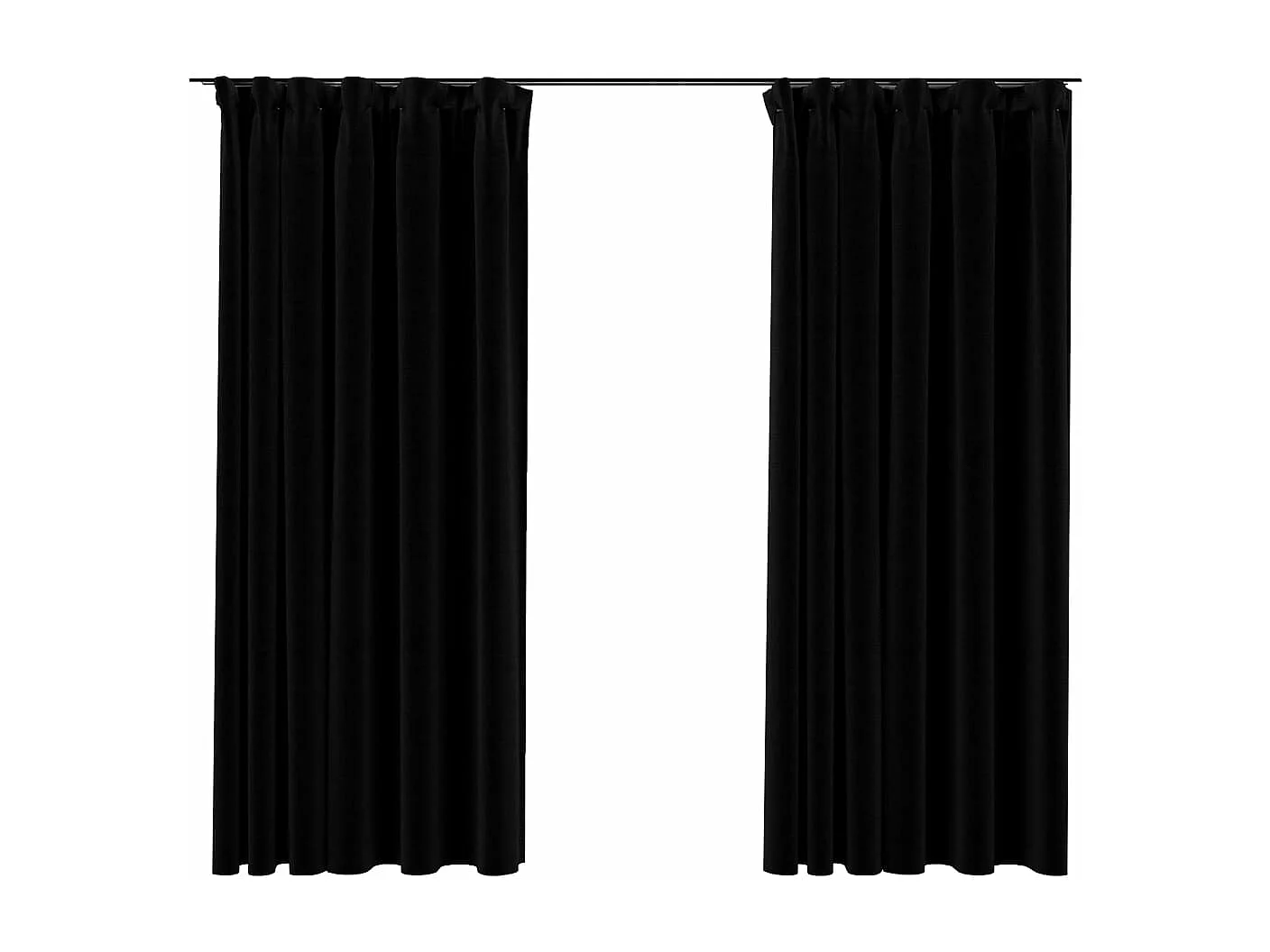Cortinas blackout estilo linho com ganchos 2 unidades pretas 140x175cm
