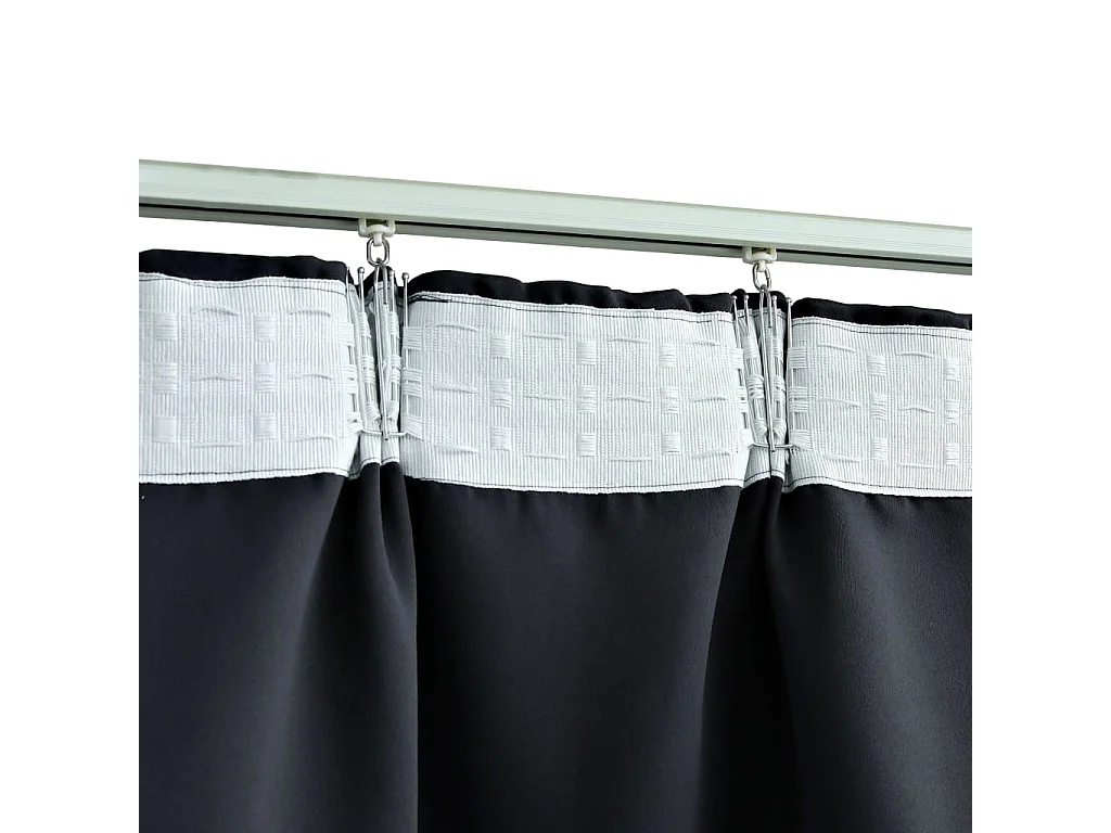 Rideaux occultants avec crochets 2 pcs Noir 140x225 cm