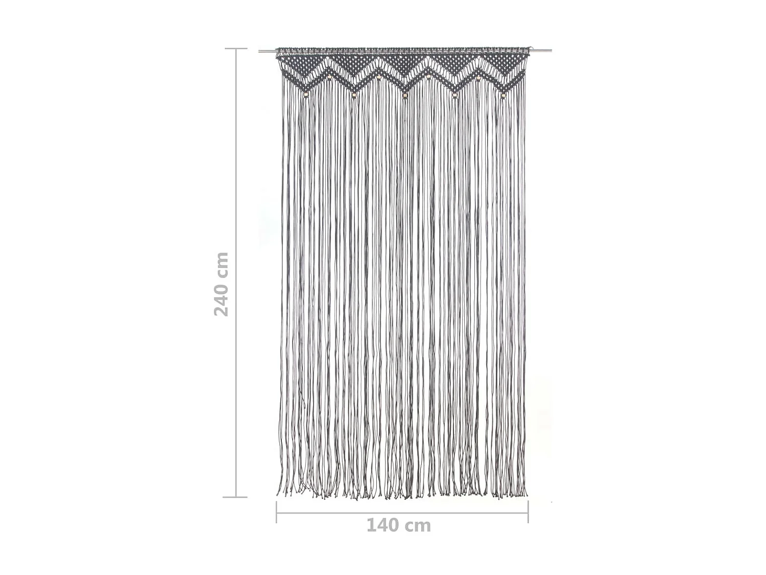Rideau en macramé Anthracite 140x240 cm Coton