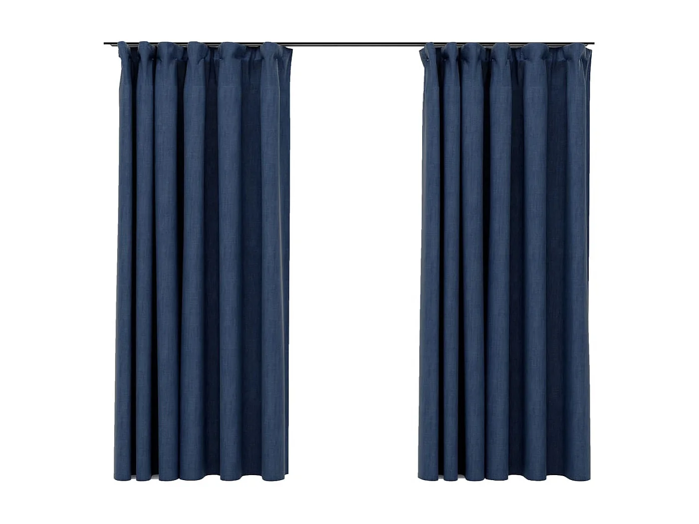 Rideaux occultants aspect lin avec crochets 2pcs Bleu 140x175cm