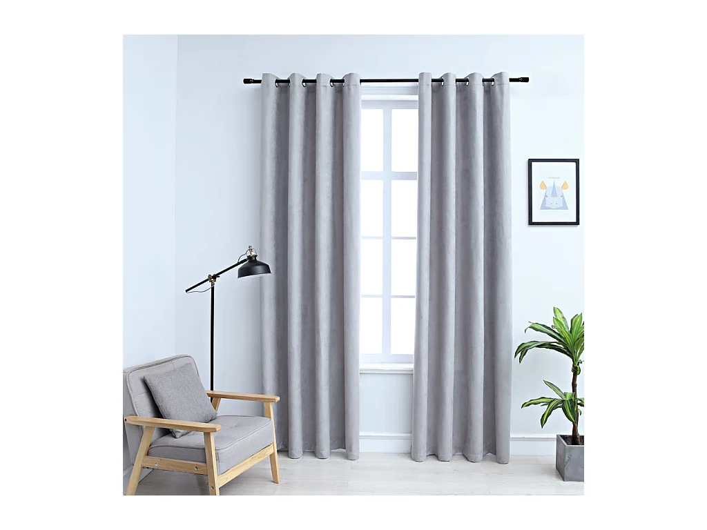 Tende oscuranti con anelli in metallo 2 pz Grigio 140x225 cm