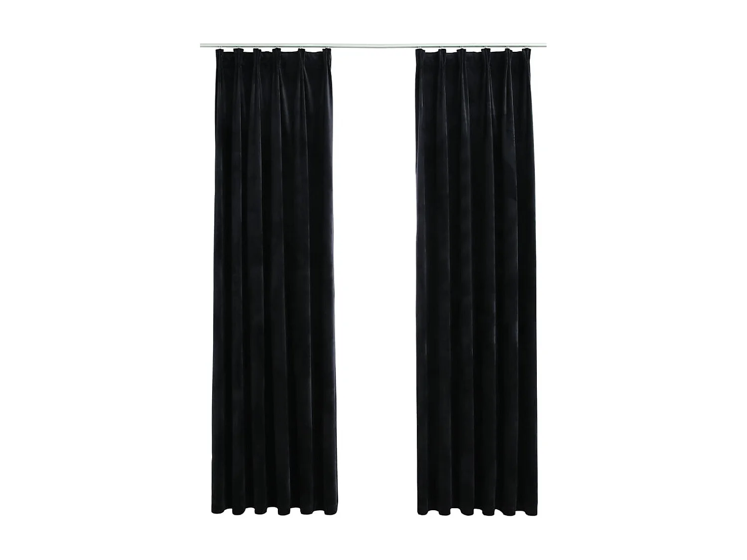 Cortinas blackout com ganchos 2 peças veludo preto 140x245 cm