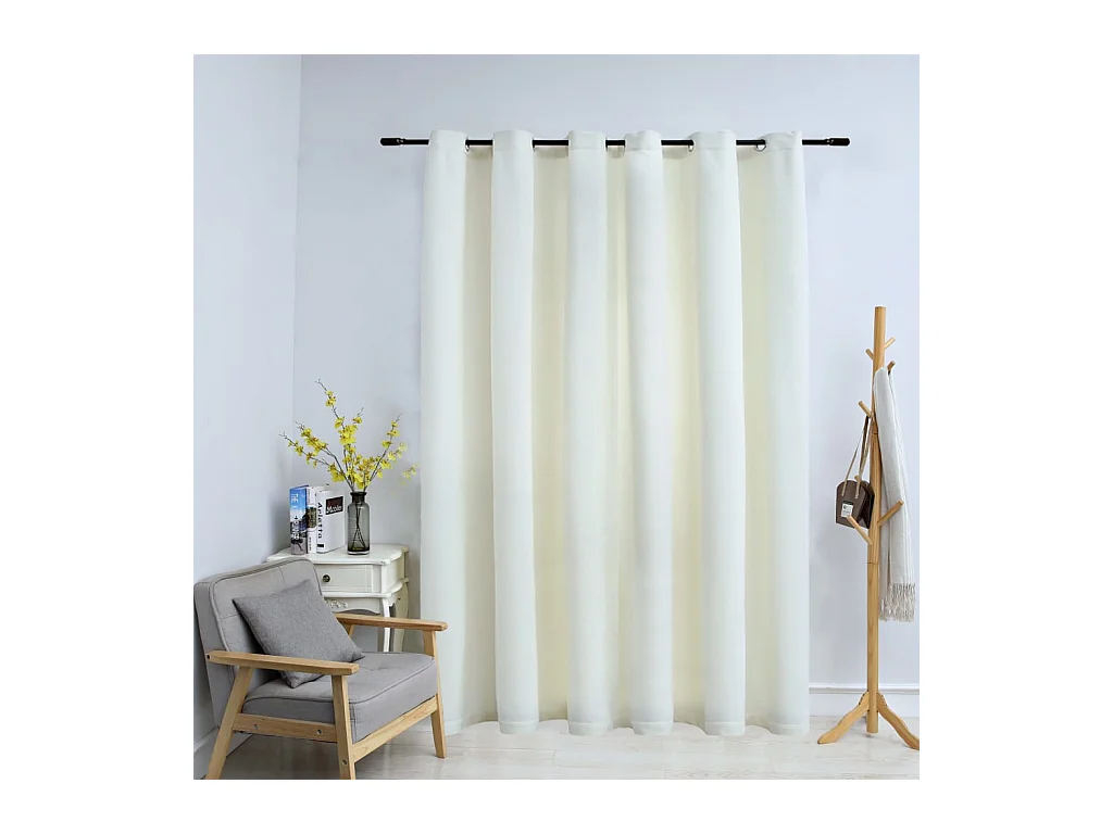 Rideau occultant avec anneaux en métal Velours Crème 290x245 cm