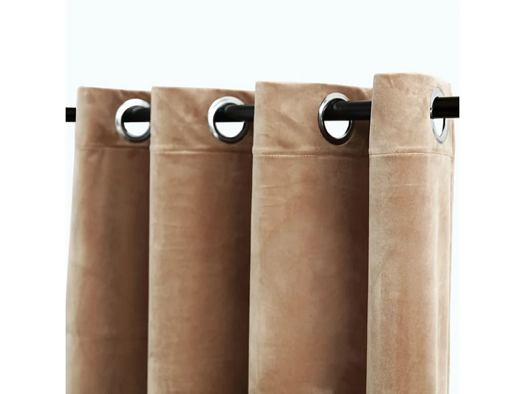 Rideaux occultants avec anneaux 2 pcs Velours Beige 140x225 cm