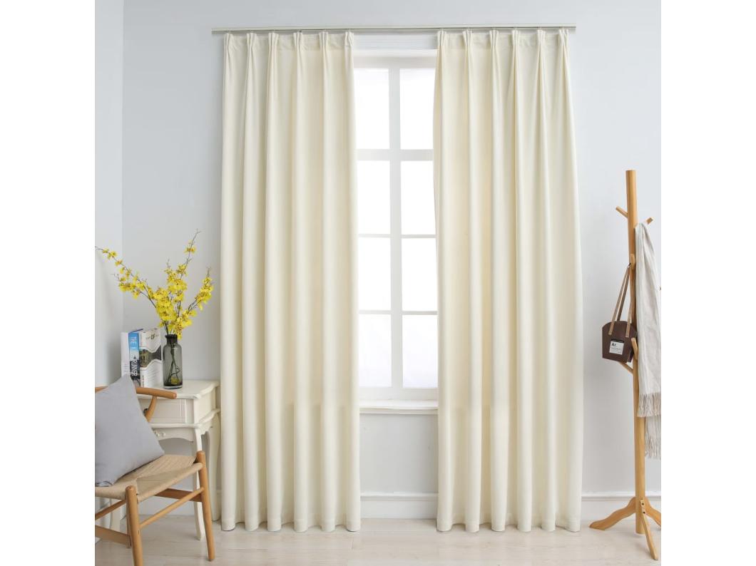 Verduisteringsgordijnen met haken 2 stuks Crème Fluweel 140x225 cm