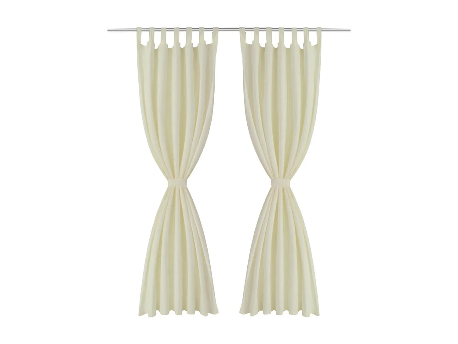 2 pcs Rideau à Passant Micro Satin Crème 140 x 245 cm
